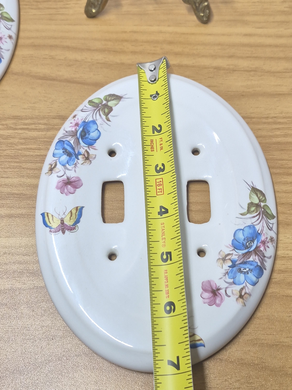 Vintage Oval Porcelain Light Switch & Outlet Covers 6Pc Set Floral Butterfly - Picture 15 of 16